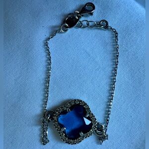 Dyadema Italian Sterling Silver Bracelet • Aquamarine Clover Charm • Adjustable